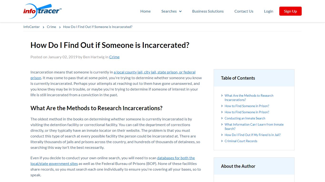 How Do I Find Out if Someone is Incarcerated? - InfoCenter - Infotracer.com